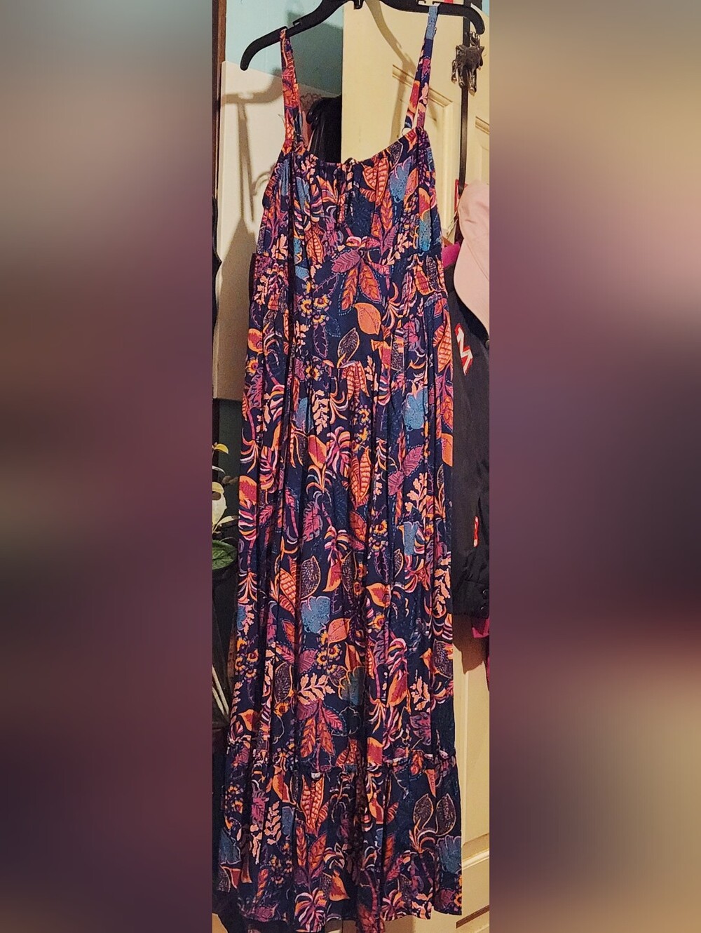 torrid washable challis smocked maxi dress Connie leaves peacoat size 1x NWT - Picture 10 of 13
